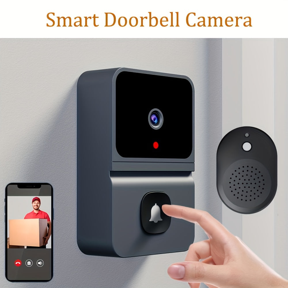 1pc Smart WiFi Doorbell with Built-in Battery - Wireless Security Camera with 2-Way Audio, Night Vision, USB Rechargeable, Low Power Consumption, Supports 2.4G WiFi for Easy Home Surveillance, Home Security|Sleek Black Design - Cat Shop Boys