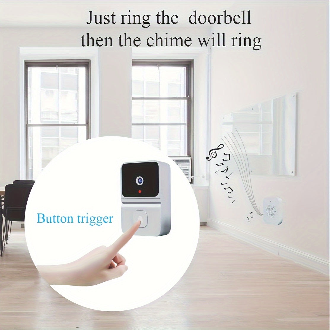 1pc Smart WiFi Doorbell with Built-in Battery - Wireless Security Camera with 2-Way Audio, Night Vision, USB Rechargeable, Low Power Consumption, Supports 2.4G WiFi for Easy Home Surveillance, Home Security|Sleek Black Design - Cat Shop Boys