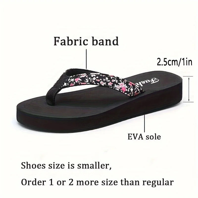 1pc Women's Flower Pattern Fashion Flip Flops Non-slip Lightweight Beach Platform Slippers Women's Footwear Breathable Open Toe - Cat Shop Boys