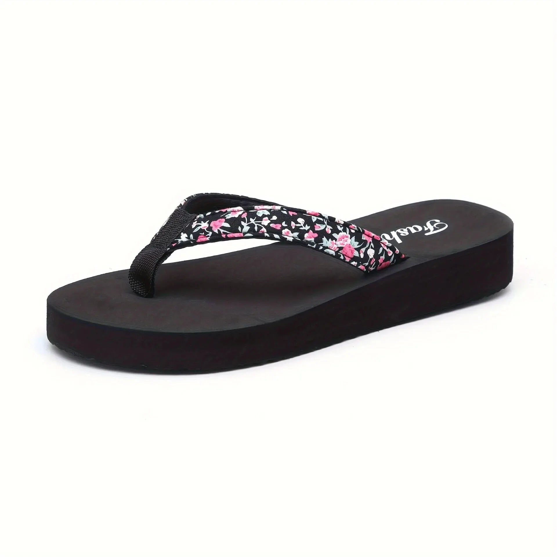 1pc Women's Flower Pattern Fashion Flip Flops Non-slip Lightweight Beach Platform Slippers Women's Footwear Breathable Open Toe - Cat Shop Boys