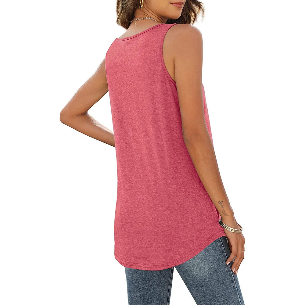 Summer V Neck Sleeveless Long Pleated Loose Vests Casual Women Solid Color T-shirt Tops YDFS-YD8817 - Cat Shop Boys