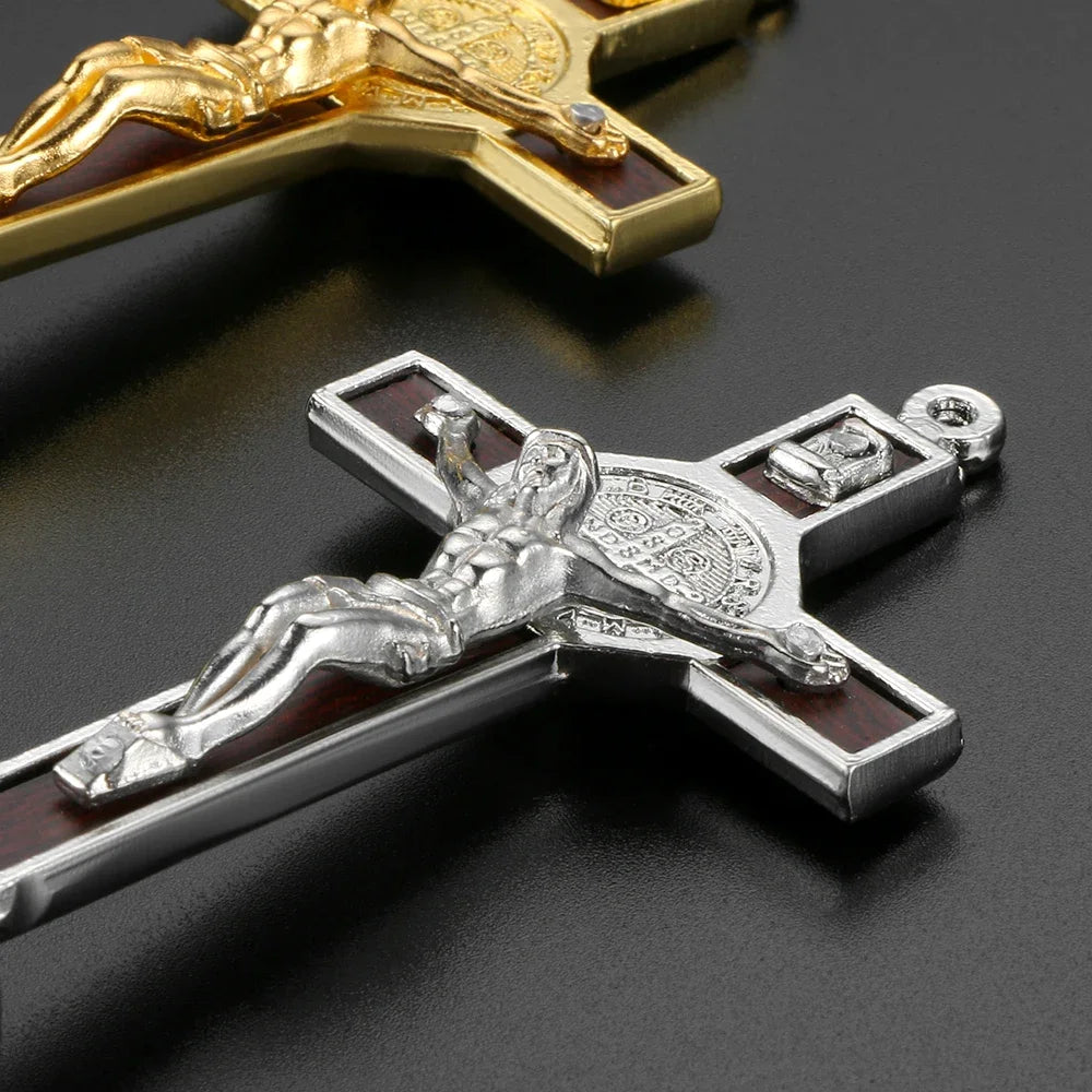 Car Ornament Fashion Metal Wood Jesus Cross Crucifix Christian Jesus Dashboard Decoration Auto Interior Ornaments Accessories - Cat Shop Boys