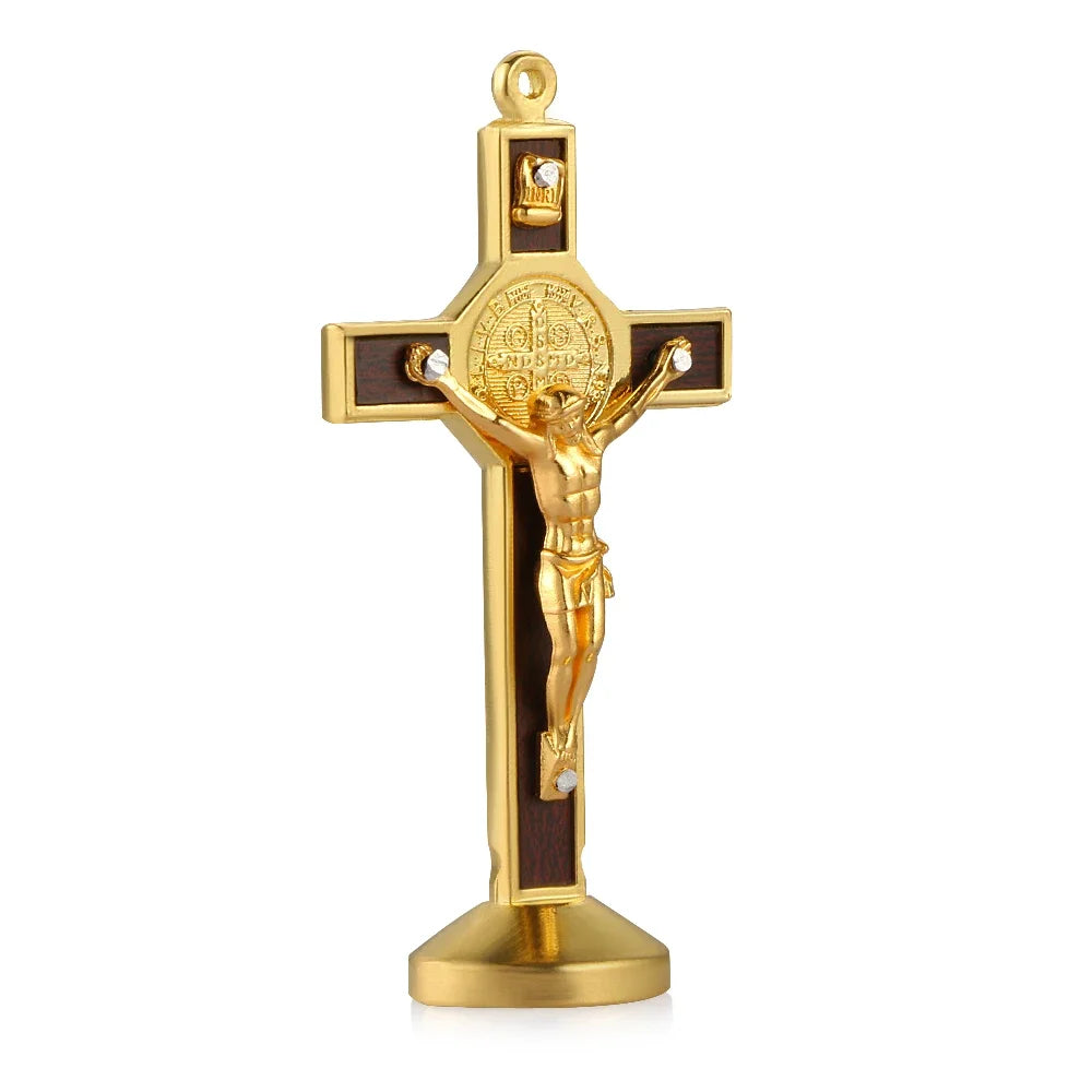Car Ornament Fashion Metal Wood Jesus Cross Crucifix Christian Jesus Dashboard Decoration Auto Interior Ornaments Accessories - Cat Shop Boys