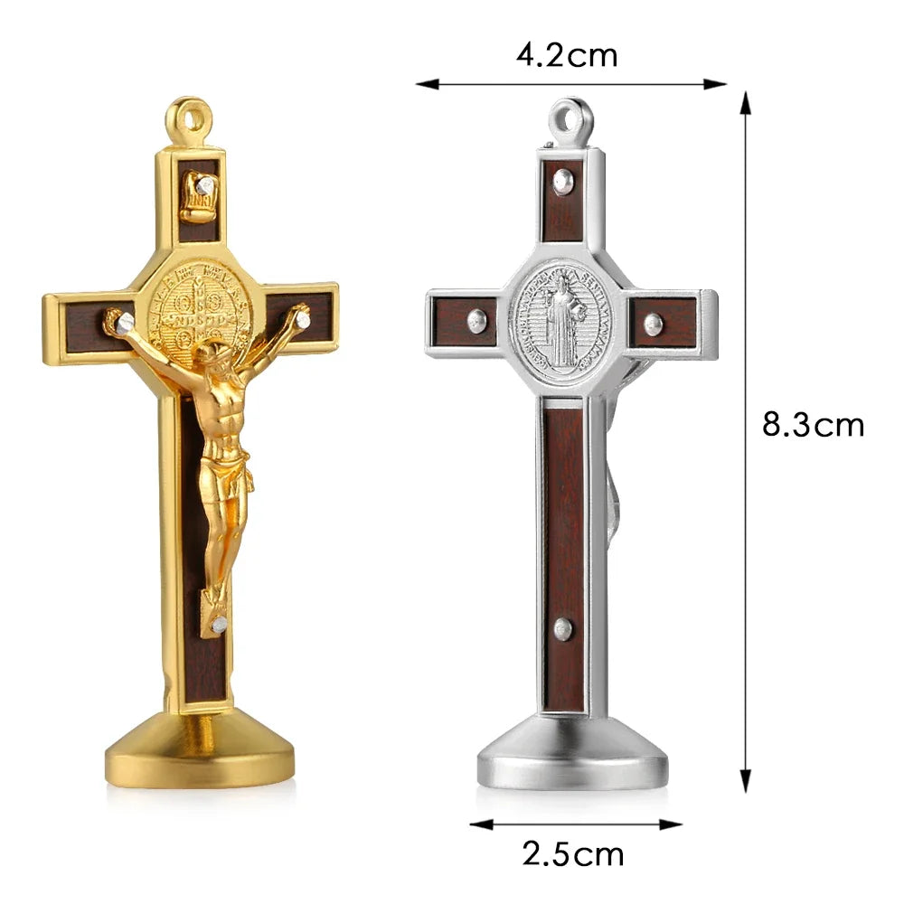 Car Ornament Fashion Metal Wood Jesus Cross Crucifix Christian Jesus Dashboard Decoration Auto Interior Ornaments Accessories - Cat Shop Boys
