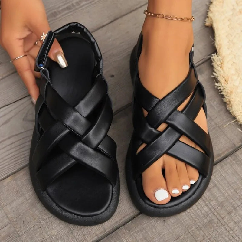Wearing Sandals for Women New Korean Version for Summer 2024 New Popular Roman Fairy Style Flat Bottomed Student Line Sandals - Cat Shop Boys