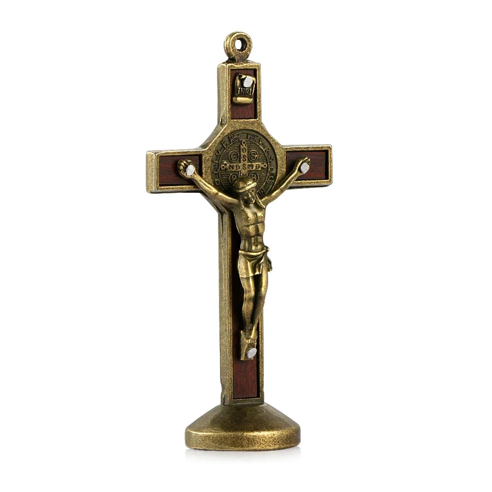 Car Ornament Fashion Metal Wood Jesus Cross Crucifix Christian Jesus Dashboard Decoration Auto Interior Ornaments Accessories - Cat Shop Boys