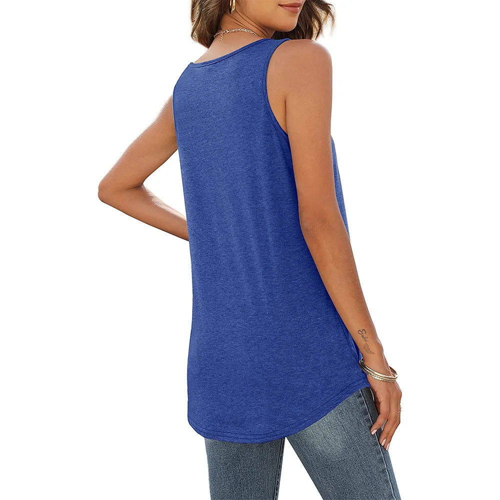 Summer V Neck Sleeveless Long Pleated Loose Vests Casual Women Solid Color T-shirt Tops YDFS-YD8817 - Cat Shop Boys