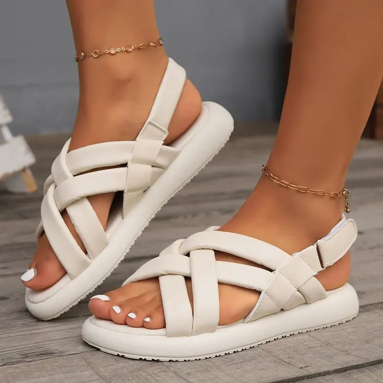 Wearing Sandals for Women New Korean Version for Summer 2024 New Popular Roman Fairy Style Flat Bottomed Student Line Sandals - Cat Shop Boys