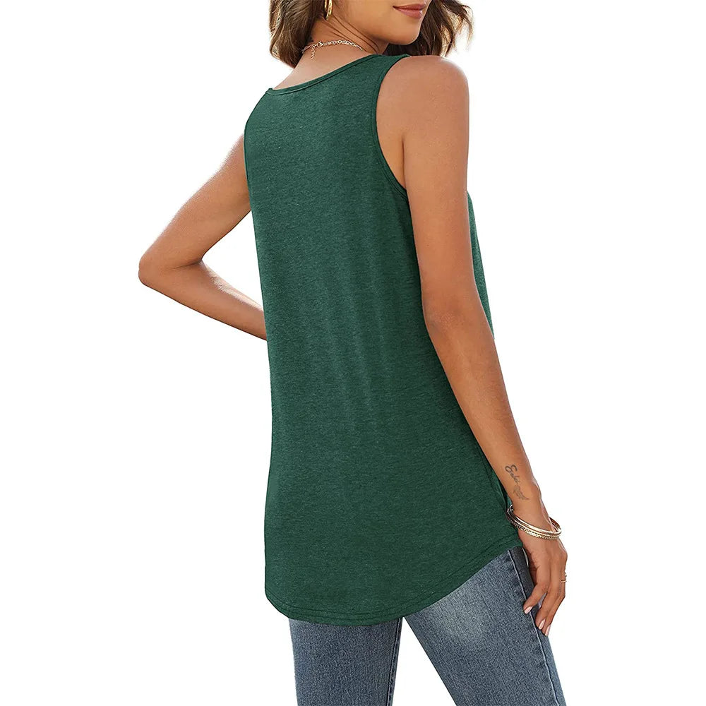 Summer V Neck Sleeveless Long Pleated Loose Vests Casual Women Solid Color T-shirt Tops YDFS-YD8817 - Cat Shop Boys