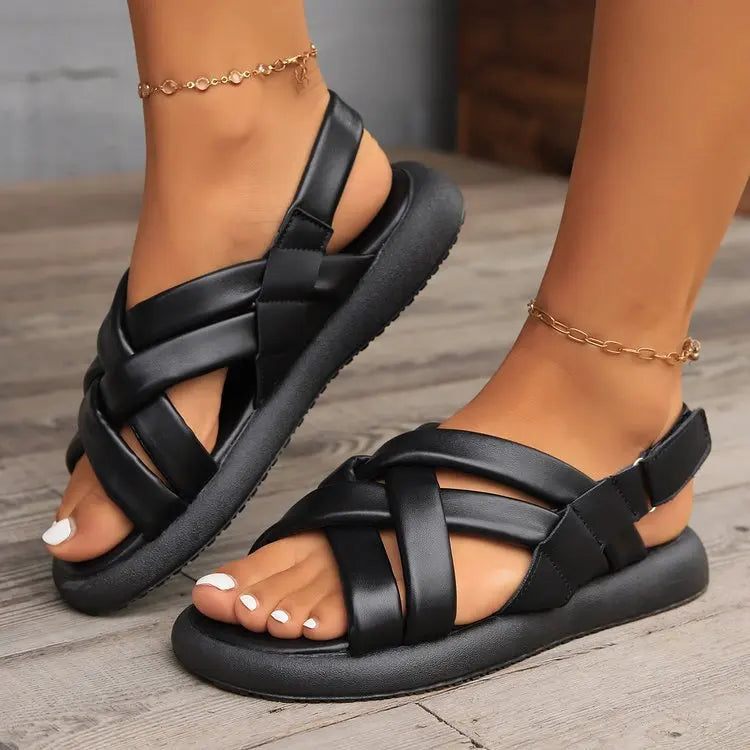 Wearing Sandals for Women New Korean Version for Summer 2024 New Popular Roman Fairy Style Flat Bottomed Student Line Sandals - Cat Shop Boys