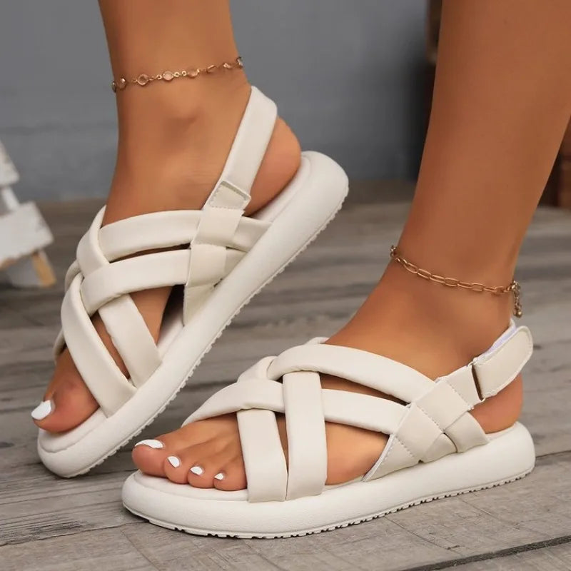 Wearing Sandals for Women New Korean Version for Summer 2024 New Popular Roman Fairy Style Flat Bottomed Student Line Sandals - Cat Shop Boys