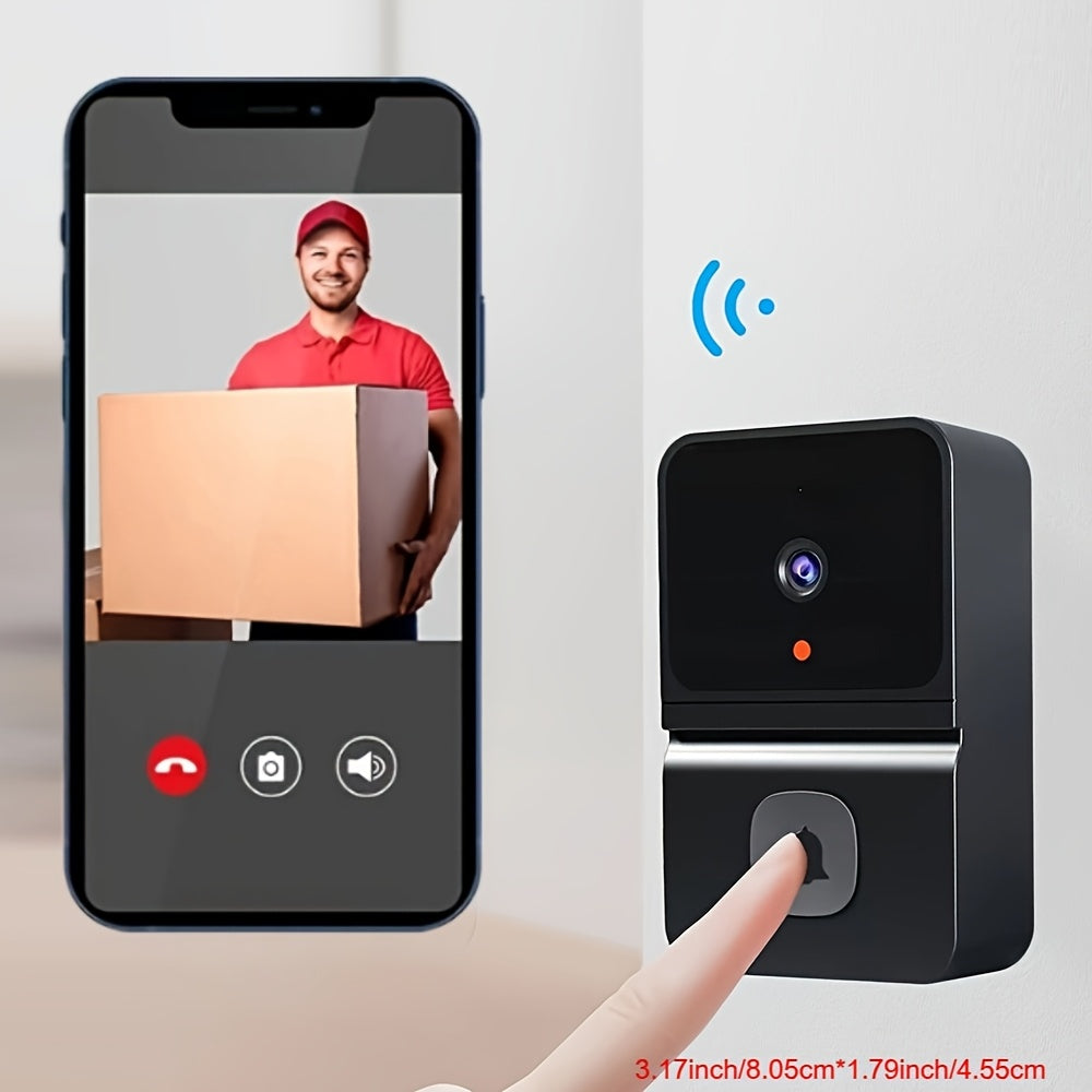 1pc Smart WiFi Doorbell with Built-in Battery - Wireless Security Camera with 2-Way Audio, Night Vision, USB Rechargeable, Low Power Consumption, Supports 2.4G WiFi for Easy Home Surveillance, Home Security|Sleek Black Design - Cat Shop Boys