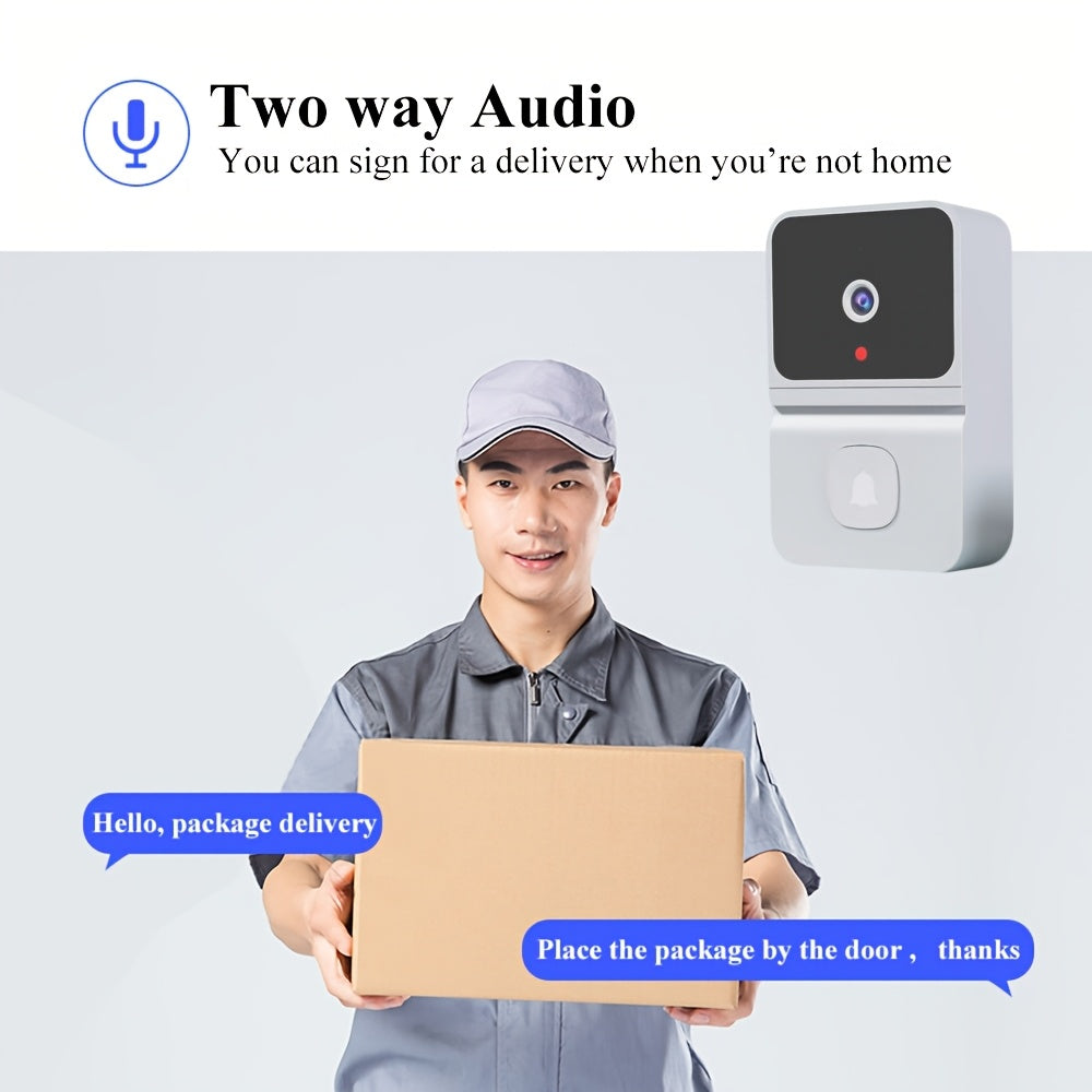 1pc Smart WiFi Doorbell with Built-in Battery - Wireless Security Camera with 2-Way Audio, Night Vision, USB Rechargeable, Low Power Consumption, Supports 2.4G WiFi for Easy Home Surveillance, Home Security|Sleek Black Design - Cat Shop Boys