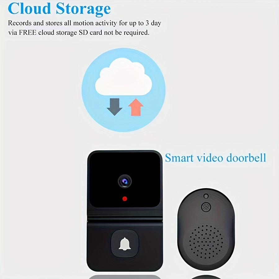 1pc Smart WiFi Doorbell with Built-in Battery - Wireless Security Camera with 2-Way Audio, Night Vision, USB Rechargeable, Low Power Consumption, Supports 2.4G WiFi for Easy Home Surveillance, Home Security|Sleek Black Design - Cat Shop Boys