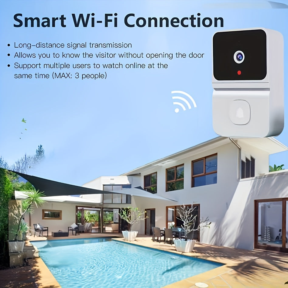 1pc Smart WiFi Doorbell with Built-in Battery - Wireless Security Camera with 2-Way Audio, Night Vision, USB Rechargeable, Low Power Consumption, Supports 2.4G WiFi for Easy Home Surveillance, Home Security|Sleek Black Design - Cat Shop Boys